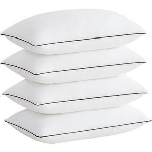 Acanva Cooling Bed Pillows for Sleeping, Luxury Hotel Quality 3D Microfiber Filling with Breathable Cover for Side Back and Stomach Sleepers, Reduces Neck Pain, King (Pack of 4), Black 4 Count
