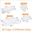 DCA 28 PCS Clear Plastic Drawer Organizers Set, 4-Size Versatile Bathroom and Vanity Drawer Organizer Trays, Storage Bins for Makeup, Bedroom, Kitchen Gadgets Utensils and Office