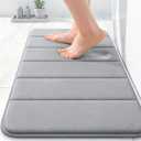 OLANLY Memory Foam Bath Mat 24x16, Super Soft Absorbent Bathroom Rugs, Quick Dry, Machine Washable Shower Floor Rugs, Bathmat Carpet, Bathroom Home Decor Accessories, Grey