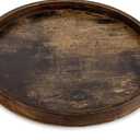 Hanobe Decorative Coffee Table Tray: Brown Wood Tray Round Rustic Wooden Trays Circle Farmhouse Centerpiece Candle Holder for Home Decor Ottoman Counter Display Living Room Organizer 12"