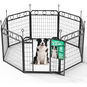 Dog Playpen - 32 Inch 8 Panel Metal Dog Pen with Door, Foldable Dog Crate Kennel Puppy playpen Exercise Pen for Large/Medium/Small Dogs, Indoor Outdoor Yard RV Camping