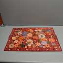 Floral Area Rug Washable Nonslip Floor Carpet for Living Room Low Pile Design Luxurious Feel Rugs, 17"x23.5", Red Flowers