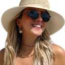 FURTALK Beach Hats for Women Summer Straw Sun Hat Wide Brim Crochet Hats (Medium, Beige)