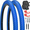 2 Pack 24x2.125 Bike Tires and Tubes Color Blue Red or Black White Wall