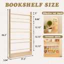 Baveke Kids Bookshelf, 5 Tier Shelves Behind The Door Book Shelf Storage, Children's Solid Wood Bookcase Space- Saving, Wall Mount Bookshelf for Bedroom, Living Room, OfficeFSC-Certified Wood