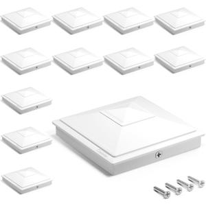 SIEDiNLAR 5x5 Pyramid Post Caps Outdoor Waterproof 5X5 Post Cover, Fits 5x5 4.5x4.5 Vinyl Wood Posts for Fence Deck Mailbox Patio (White, 12 Pack)