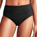 Daci Mid Rise Bikini Bottoms for Women - 2025 Full Coverage Bathing Suit Bottom Tummy Control Swimsuit Bottom (Small, Black)