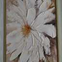Hand-Painted Flower Canvas Oil Painting for Living Room, Large White Floral Canvas Wall Art for Bedroom,Gold Framed 3D Textured Painting for Office Kitchen Home Decoration 24x56 inches