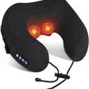 Yincook Electric Neck Massager, Portable Heated Kneading Massage Cushion Pillow, Rechargeable Shoulder Neck U-Shaped Massage Shiatsu, for Pain Relief at Home, Car, Office, Travel(Black)