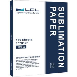 LCL Sublimation Paper Heat Transfer 150 Sheets 13 x 19 Inches Super Size Compatible with Inkjet Printer 120gsm