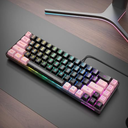 65% Gaming Keyboard, LED Backlit, Ultra-Compact Anti-Ghosting No-Conflict 68 Keys Membrane Gaming Wired Keyboard for PC Laptop Windows Gamer(Black-Pink)