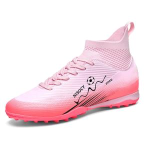 NISOCY Soccer Shoes for Mens Womens Professional Cleats High-Top Athletic Turf Football Shoe Outdoor/Indoor Professional Futsal Football Training Sneaker Size 41