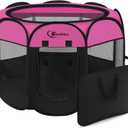 Dog Playpen, Small Dog Crate for Indoor Outdoor Travel Camping Use, Foldable Pop Up Pet Kennel Playpen with Carring Case, Removable Top, Exercise Pen Tents for Pets/ Dogs/ Cats/ Rabbits (Medium, Rose)