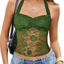 Avidlove Lace Tops for Women Sexy Going Out Tops Cute Halter Classy Tank Concert Outfits Y2K Top (Green, M)