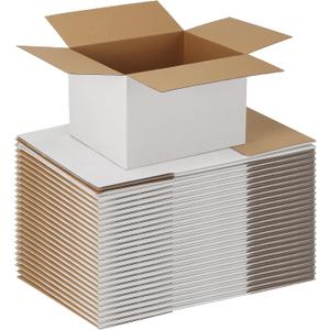 EXYGLO 15 Pack 12x10x8 Shipping Boxes for Small Business, White Corrugated Cardboard Small Box for Packaging, Moving, Mailing, and Storing