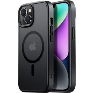 Magnetic Guardian Designed for iPhone 14 Case & iPhone 13 Case [10FT-Grade Drop Tested & Compatible with MagSafe] Slim Translucent Matte Case for iPhone 13/14 Phone Case (6.1"), Black