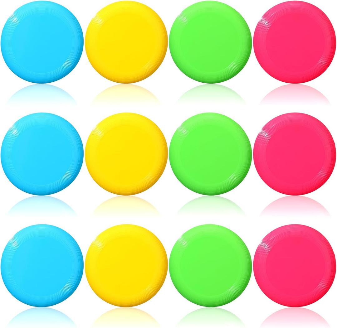 Hiboom Kids Flying Discs 3.4 Inch Mini Flying Disks Bulk Flyer Toy for Outdoor Pets Dog Yard Lawn Games Party Kindergarten Teaching Favors, 4 Colors