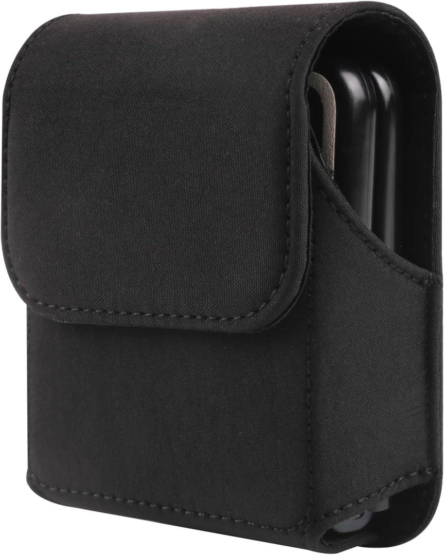 Cell Phone Belt Clip Holster Black Compatible with Samsung Galaxy Z Flip 7/6/5/4/3 4G 5G, Waterproof Waist Bag Magnetic Closure Wallet Flip Smartphone Case Compatible with Motorola Razr 40 50 60 Ultra