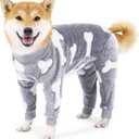 Dog Warm Jumpsuit,Pet Winter Flannel Warm Pajamas,Cold Weather Dog Onesie,Dog Winter Clothes for Medium Large Dogs (3XL:Chest<29'', Grey)