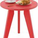 HDPS Outdoor Side Table, Small Round Side Table Weather-Resistant, Outdoor Side Tables for Patio, Porch, Deck, End Table for Plant Stand, Living Room, Bedroom, Red