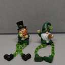 Valery Madelyn St Patricks Day Leprechaun Figurine Home Decor, 2 Pcs Irish Luckly Tiered Tray Decor with Clover, Medium Green Resin Gnome Saint Patricks Day Gift Decoration for Table Centerpiece