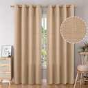 BGment Tan Curtains 84 Inch for Living Room - Light Filtering Faux Linen Look with Burlap Texture, Rustic Farmhouse Window Panels (Set of 2, 52" Wide)