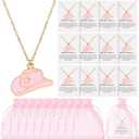 Tondiamo 12 Set Cowgirl Party Favors Cowgirl Hat Necklace Western Necklace for Women Galentine Jewelry Gift Bulk with Card and Bags