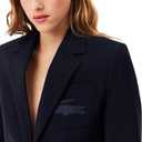 Lacoste Women's Embroidered Logo Wool Blend Blazer, Dark Navy, 2