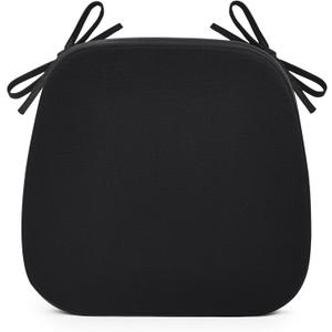 Shinnwa Chair Cushion for Dining Chair, Non-Slip Kitchen Chair Cushion with Detachable Straps and Machine Washable Cover, 17x16x2in, Black