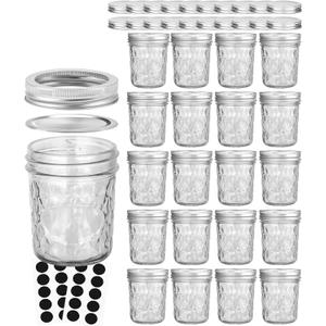 VERONES Mason Jars 6 OZ, 20 PACK 6oz Mason jars Canning Jars Jelly Jars With Lids, Ideal for Jam, Honey, Wedding Favors, Shower Favors, Extra 20 Lids
