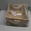 OIAHOMY Wicker Basket, Paper Shelf Basket with Built-in Handles, Rectangular Wicker Storage Bin for Pantry, Shelves, 1 Pack-Yellow