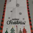 Merry Christmas Table Runner 13x36 Inch, Red and Black Buffalo Plaid Xmas Tree Snowflake Winter Holiday Farmhouse Kitchen Dining Table Decoration for Home Party, Red