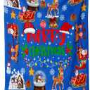 Blue Cute Christmas Blankets and Throws for Adults/Women/Boys/Kids, Holiday Fleece Throw Blanket for Couch/Sofa, Holiday Decor, Christmas Decorations/Gifts 40"x 60"