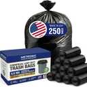 METRONIC 30-33 Gallon Trash Bags, 250 Count Bulk 0.6 Mil Commercial Black Garbage Bags, 32 x 38 Light Duty Large Plastic Trash Bags, Commercial Liners for Office, Retail & Paper Waste, Made in USA
