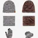 AWAYTR Kids Winter Hat Gloves Scraf Sets, Beanie for Boys Girls Toch Scree Gloves Neck Warmer for Toddler (Gray)