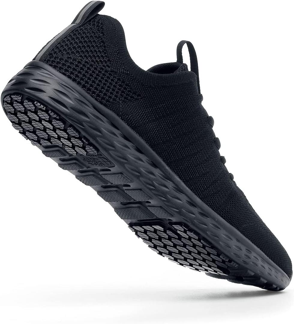 Shoes for Crews Non Slip Work Shoes for Men, Slip Resistant Food Service Sneakers, Safety Shoes for Men, Everlight Black (10.5 Wide)