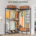 LEHOM G6M Heavy Duty Clothes Rack for Hanging Clothes, Portable Garment Rack Compact Size Closet Organizer, Freestanding Metal Clothing Rack Wardrobe Closet with Storage Shelves for Bedroom(Medium)