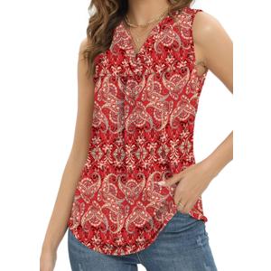 Summer Tops Sleeveless V Neck Dressy Business Casual Shirts Women's Loose Fit Blouses Flowy Cute Tank Tops Tunics for Women (S)