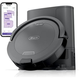 Shark Navigator Robot Vacuum and Self-Empty Base with Bagless 60-Day Capacity Self-Empty Base, SmartPath Navigation, Powerful Pet Hair Pickup, Anti-Hair Wrap, For Carpets & Hard Floors, Grey, RV2120AE