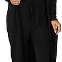 KIRUNDO 3 Piece Lounge Sets for Women Airplane Travel Outfits 2025 Fall Cardigan Sleeveless Top Pants Sets Matching Clothing S