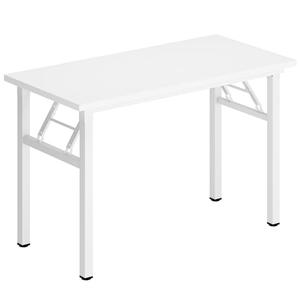 SDHYL 39 inches No Assembly Foldable Computer Desk for Home Office, Modern Simple Portable Study and Writing Table Conference Workstation with Metal Frame, White