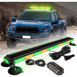 42inch 206 LED Rooftop Emergency Strobe Light Bar Flashing Safety Lights w/Controller Traffic Advisor Warning Hazard Light for Trucks Vehicles Construction Tow Pickup Snowplow Amber Green