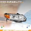 WEELMOTO for 2006-2011 Honda Civic 2-Door Coupe Headlight Assembly Pair Headlamp Chrome Housing Amber Reflector Left+Right Side