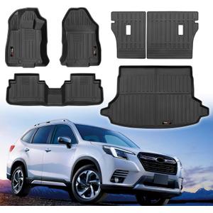 Custom for 2019-2024 Subaru Forester Floor Mats & Cargo Liner & Backrest Mat Set All Weather TPE Rubber Forester Accessories (for 2019-2024 Subaru Forester Full Set)