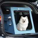 Snagle Paw Portable Dog Crate for Car Travel, Collapsible Large Dog Travel Crate with Metal Frame & 3-Door Mesh Windows, Secures in Trunk/Backseat, Soft-Sided Kennel Carrier for Medium Large Dogs-L