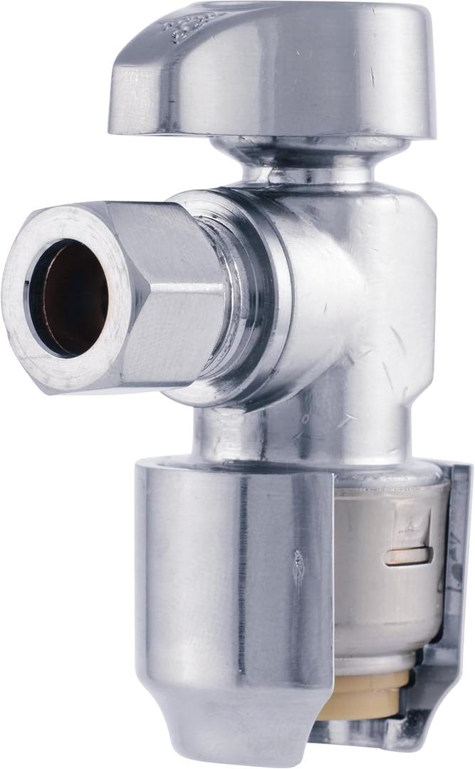 SharkBite Max 1/2 x 3/8 Inch Compression Angle Stop Valve, Quarter Turn, Push to Connect Brass Plumbing Fitting, PEX Pipe, Copper, CPVC, PE-RT, HDPE, UR23036