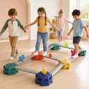 edusense 19 PCS Balance Beam Stepping Stones for Kids 3-8 Years, Non-Slip Balance Blocks Indoor Outdoor, Thickened Plastic Holds 220LBS, No Assembly Required, Promote Coordination & Sensory Play