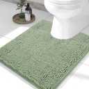 Smiry Luxury Chenille Toilet Rugs U-Shaped 24x20, Soft Absorbent Non-Slip Contour Bathroom Rugs for Toilet, Machine Washable Contoured Bath Mats, Sage Green