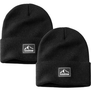3 x DOCVIT Knit Cuffed Beanie Warm Winter Hats Unisex Skull Knit Cap Fashion Ski Hat for Men and Women (Black)