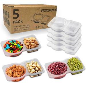 VIOXUANFG 5 Set Reusable Snack Containers with Lids, BPA-Free Leakproof Portion Control Containers for Adults & Kids, Divided Mini Food Storage for Lunch, Salad Dressing, Condiments